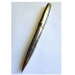 Disney Winnie the Pooh Ballpoint Pen Etched Animation Art Gold Coloured